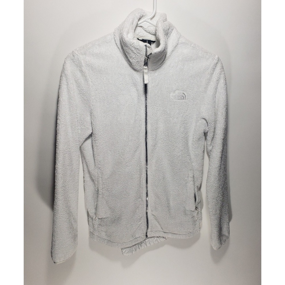 Womens The North Face White Soft Faux Fur Jacket Coat Full Zip Size Small S